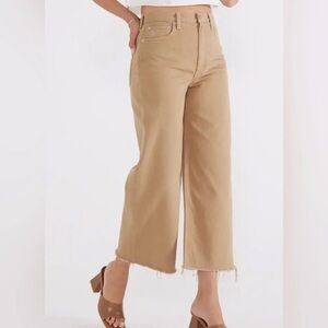 Etica Devon Wide Leg Crop Jeans Nomad Tan Raw Hem Size 26